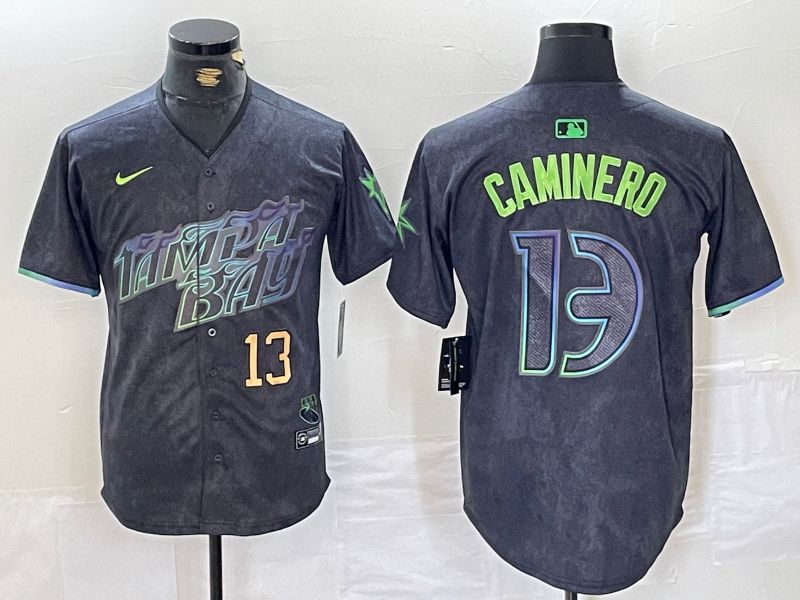 Men Tampa Bay Rays #13 Caminero Black City Edition Nike 2024 MLB Jersey style 2->tampa bay rays->MLB Jersey